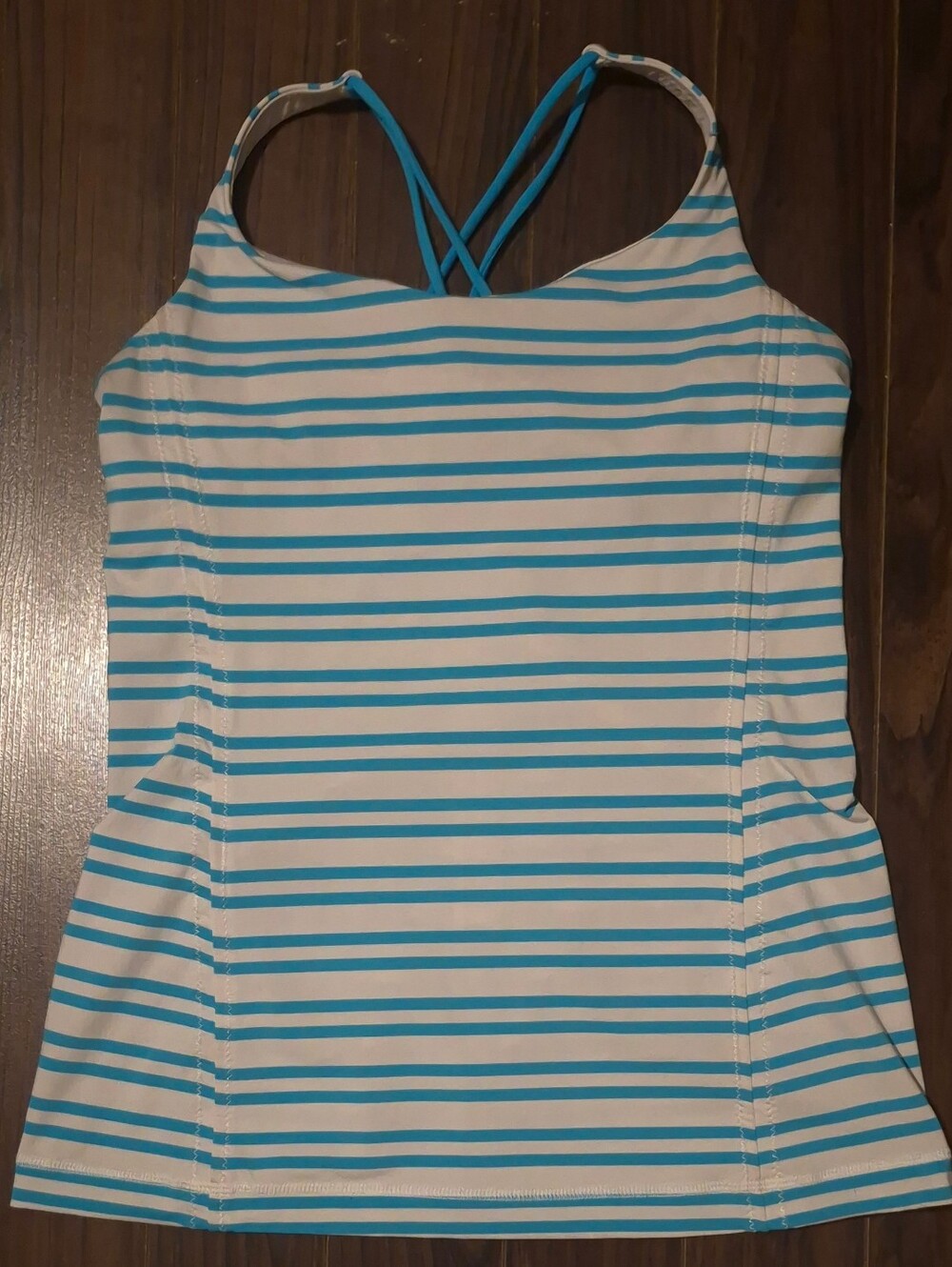 Lululemon Free To Be Tank Twin Stripe Spry Blue / Spry Blue Size 4 Built-In Bra